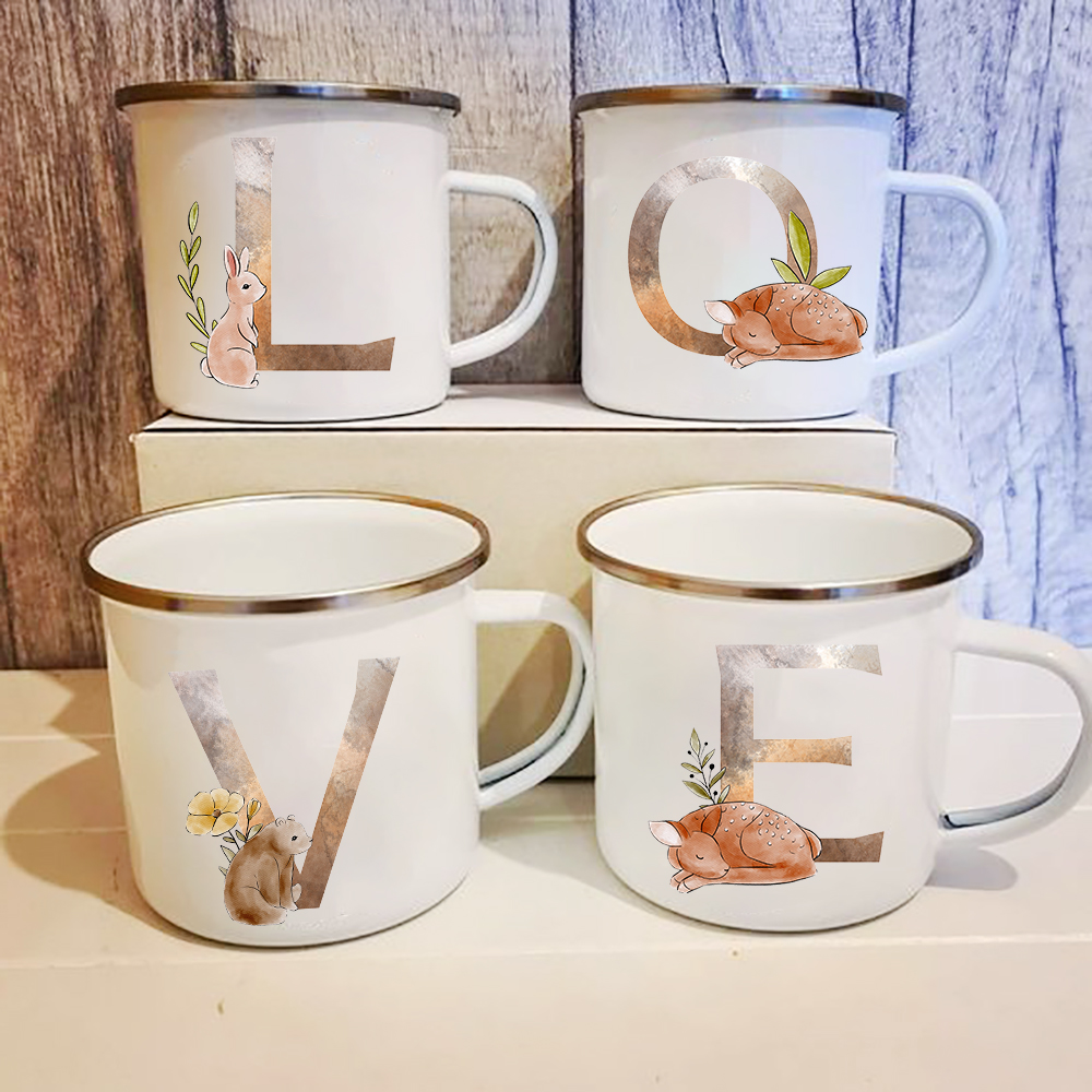 Wine Beer Best - Alfabet Dierenprint Emaille Koffie Thee Mokken